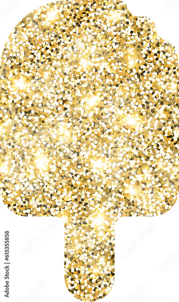 Ice cream shiny gold glitter shape design element. Golden color dust ...