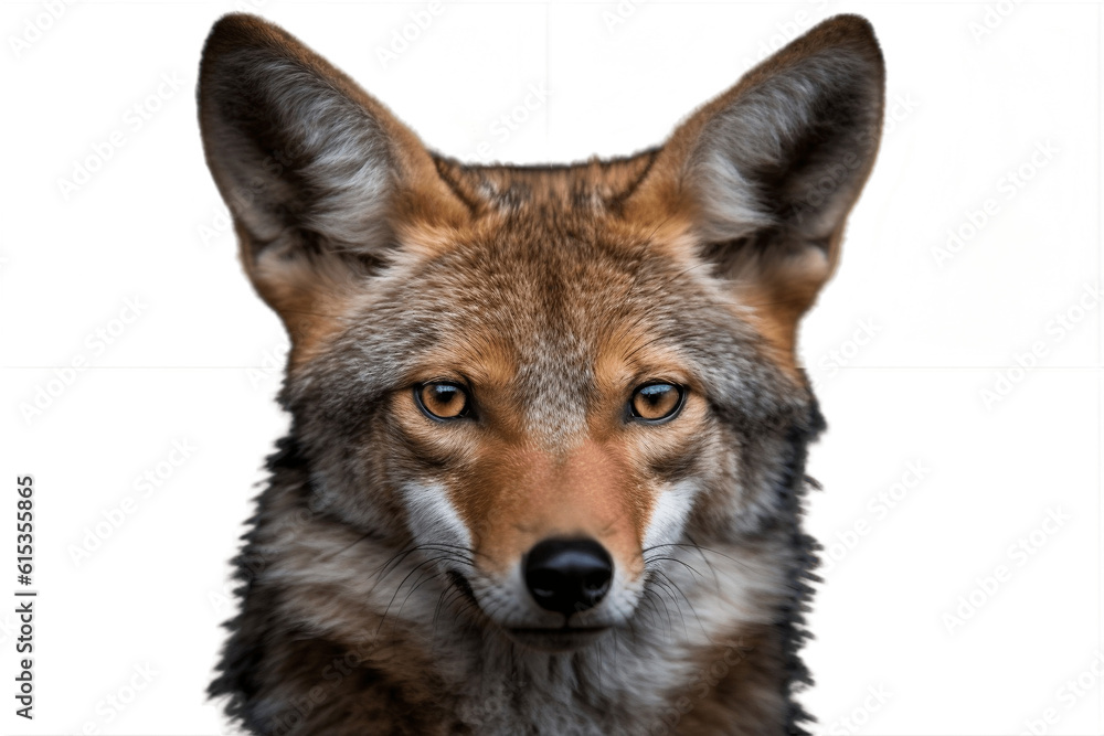 Front View Close-Up of Isolated Jackal Animal on Transparent Background. AI