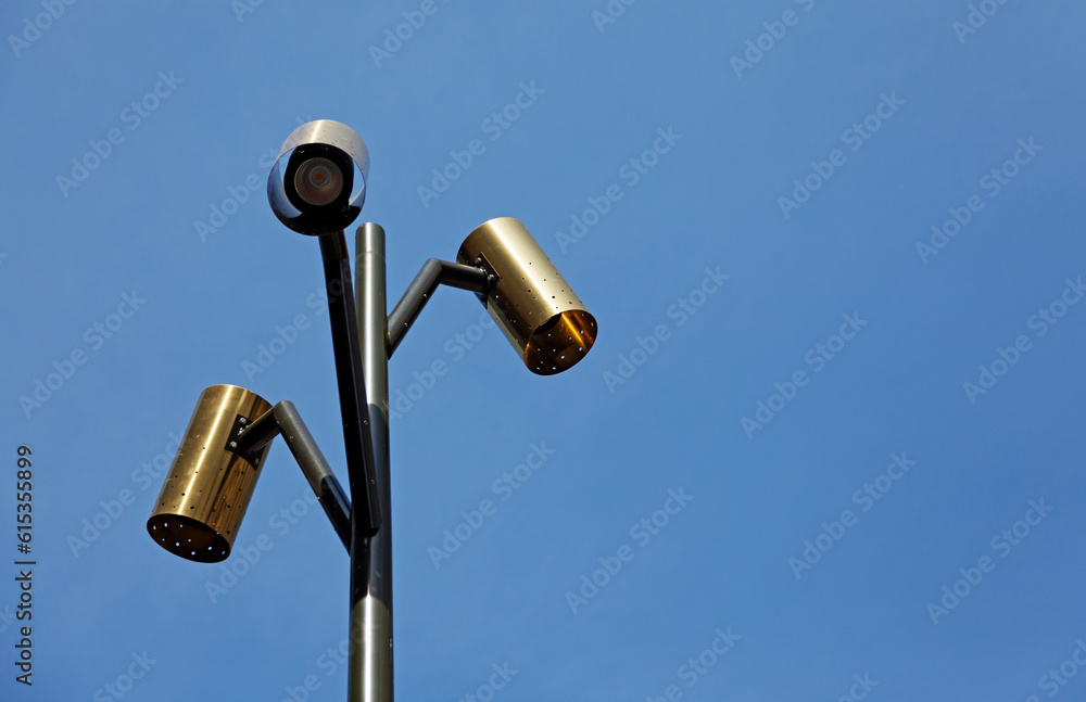 bronze street lamp with three light sources bronze street lamp with three light sources