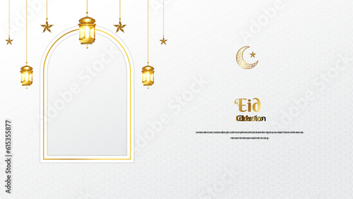Vector elegant ramadan kareem eid mubarak decorative festival card white background