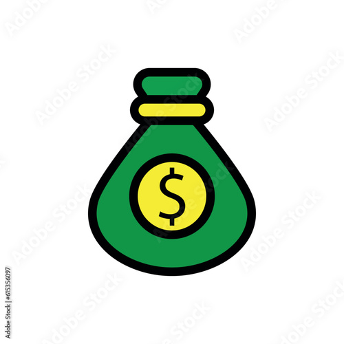 money bag sign symbol vector glyph color icon