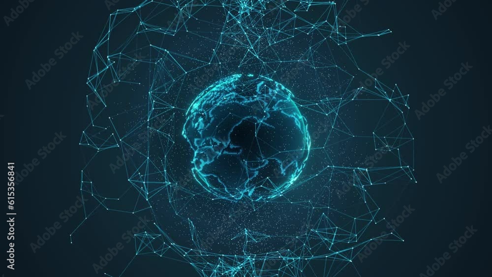 earth 3d hologram with plexus background, earth blue background, earth ...