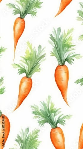 Fresh Organic Carrot Vegetable Background, Vertical Watercolor Illustration. Healthy Vegetarian Diet. Ai Generated Soft Colored Watercolor Illustration with Delicious Juicy Carrot Vegetable.