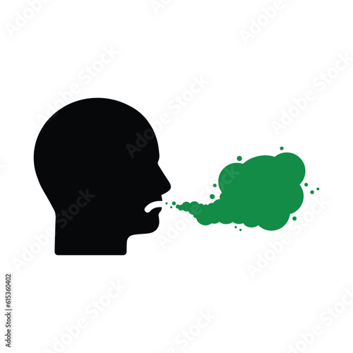 abstract man with bad breath smell bubble. flat simple style trend modern graphic design isolated on white. concept of very illness smell or communication difficulties or human dental trouble
