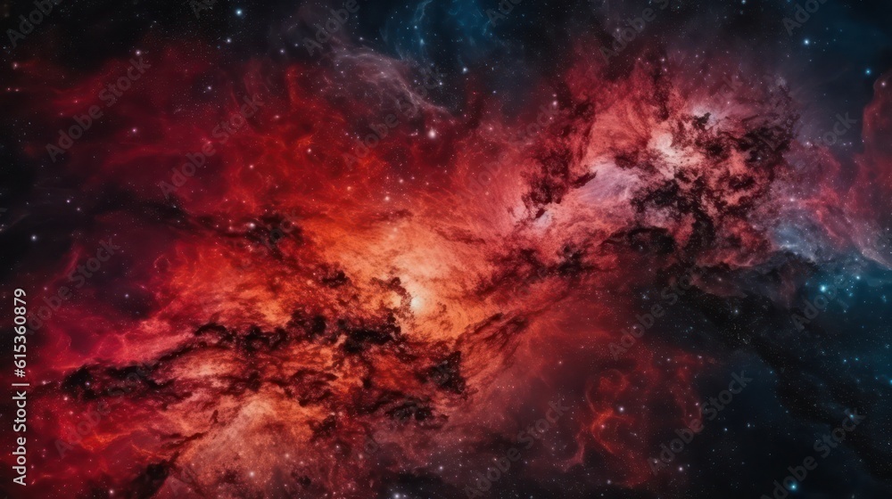 Naklejka premium Abstract deep red galaxy space background, colorful cosmos universe backdrop