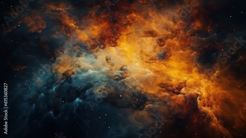 Abstract orange galaxy space background, colorful cosmos universe backdrop © Alina