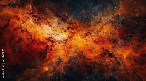 Abstract orange galaxy space background, colorful cosmos universe backdrop