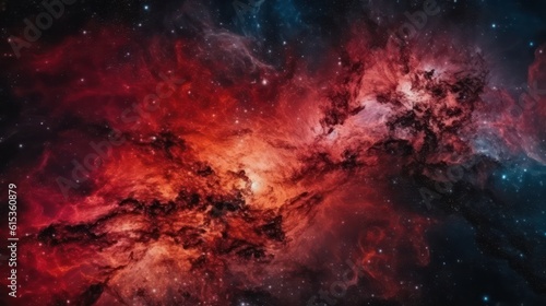 Abstract deep red galaxy space background, colorful cosmos universe backdrop