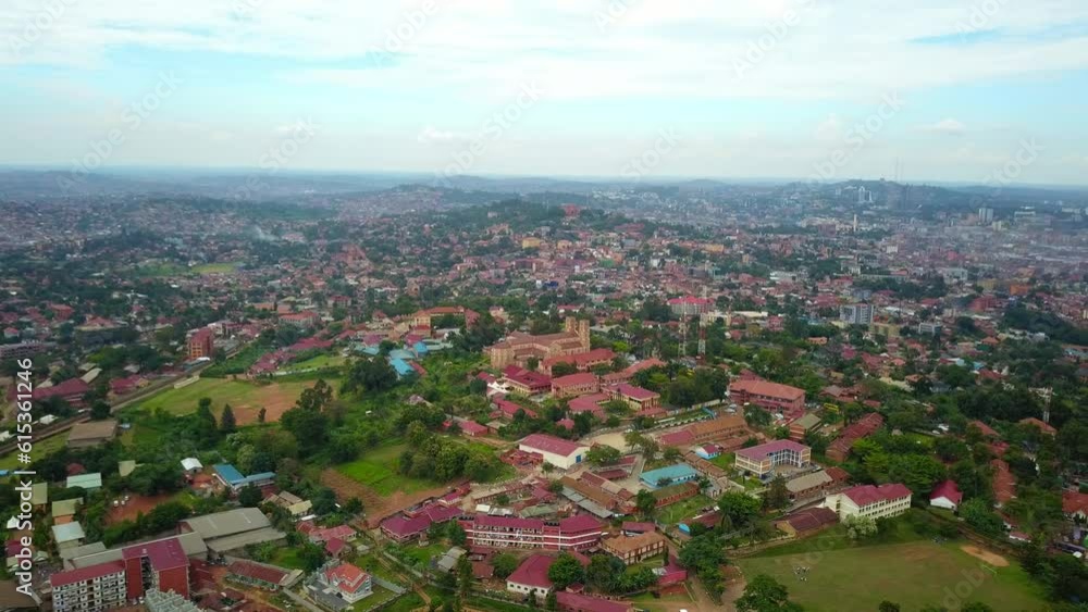 Saint Mary's Cathedral Rubaga In Kampala, Uganda - aerial panoramic Saint Mary's Cathedral Rubaga In Kampala, Uganda - aerial panoramic