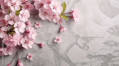 Beautiful sakura for decorative on white brick background. Generative Ai