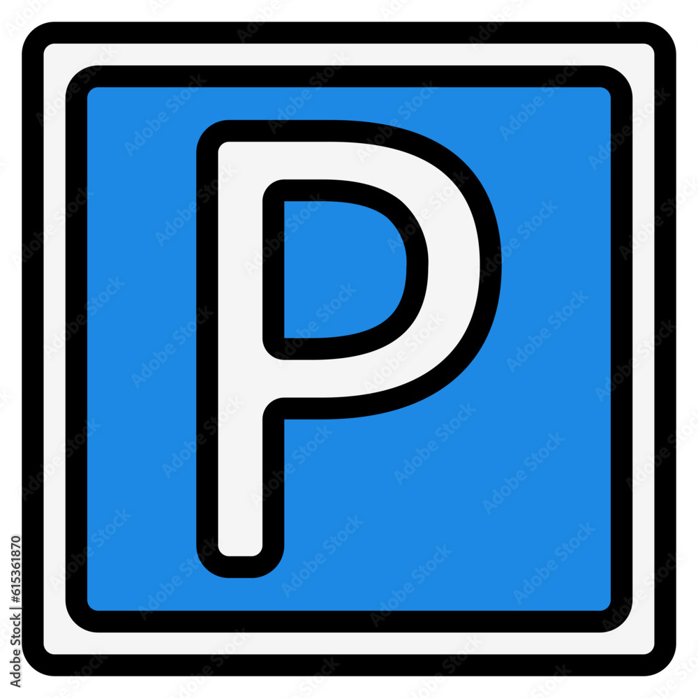 Parking icon in filled line style, use for website mobile app presentation Parking icon in filled line style, use for website mobile app presentation