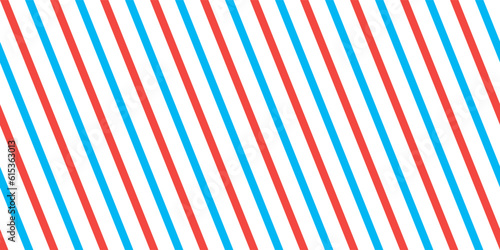 Barbershop seamless pattern in light blue, red and white colors. Diagonal striped vector background. Barber shop backdrop for man haircut and shave salon