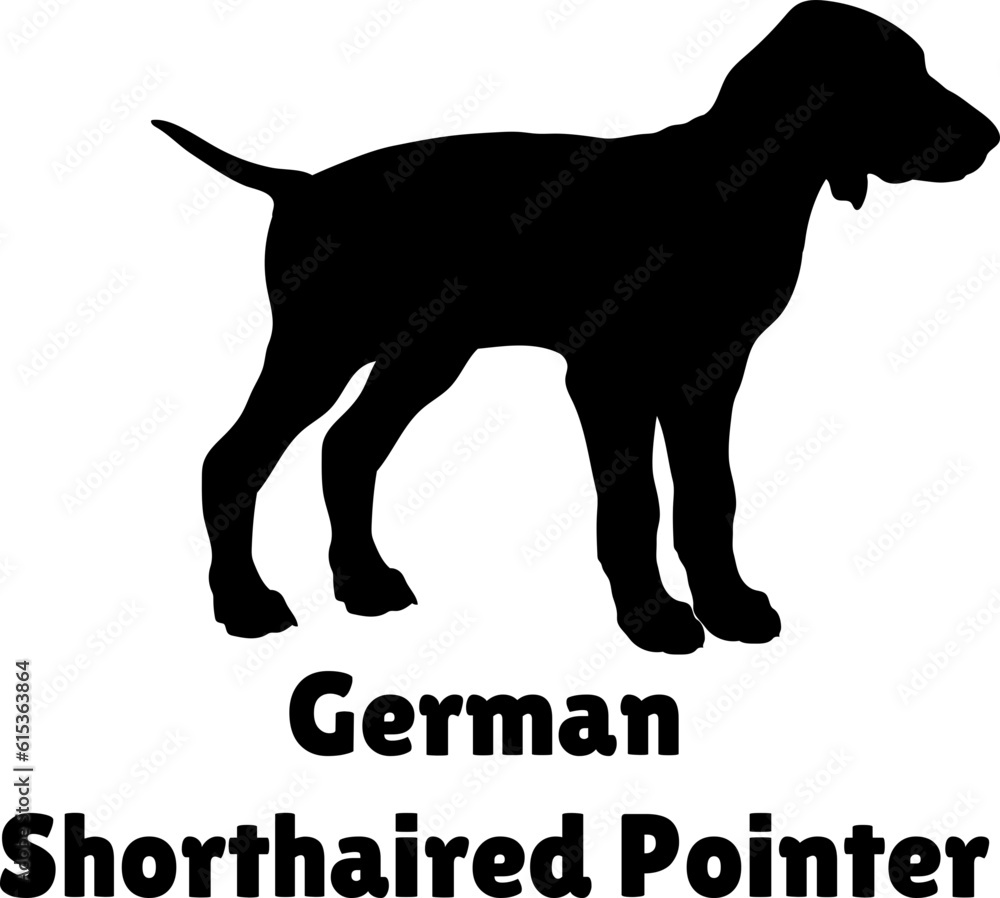 German Shorthaired Pointer Dog puppies silhouette. Baby dog silhouette. Puppy