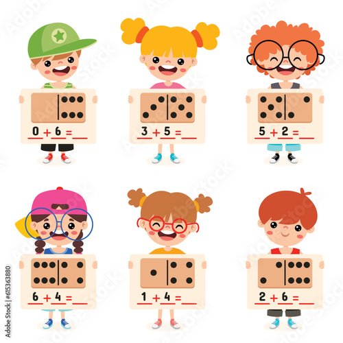 Kids Holding Math Exercise Worksheets