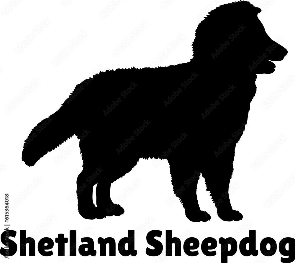 Shetland Sheepdog Dog puppies silhouette. Baby dog silhouette. Puppy