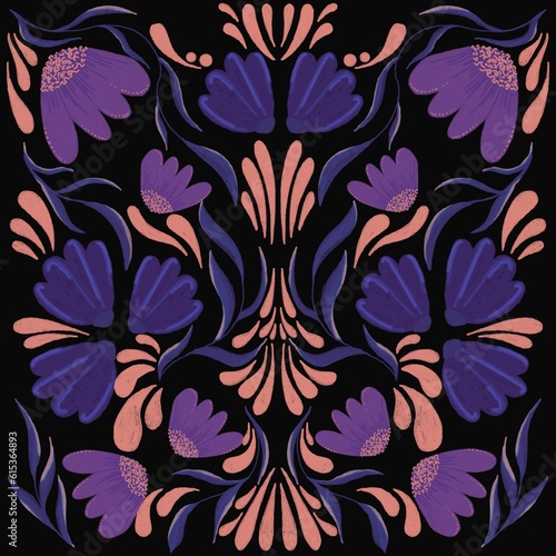 Stylish pattern with plants. Beautiful plants and flowers.Pattern background
