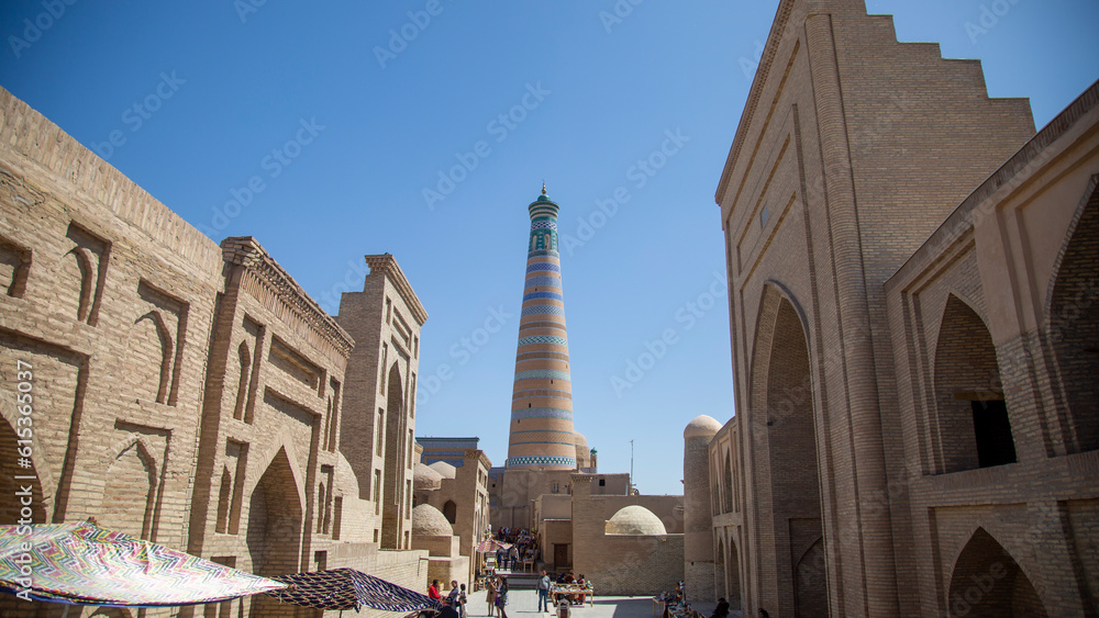 tall structure in khiva uzbekistan