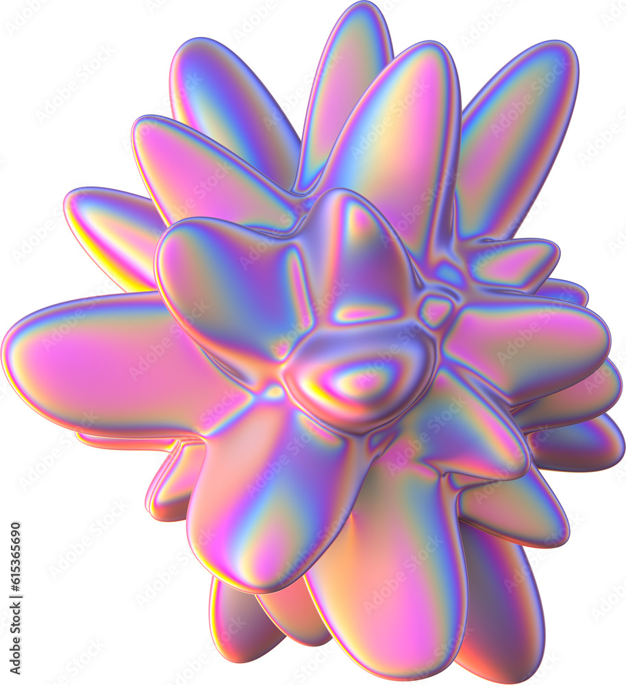 Fototapeta premium 3D abstract iridescent element in a surreal style with a transparent background