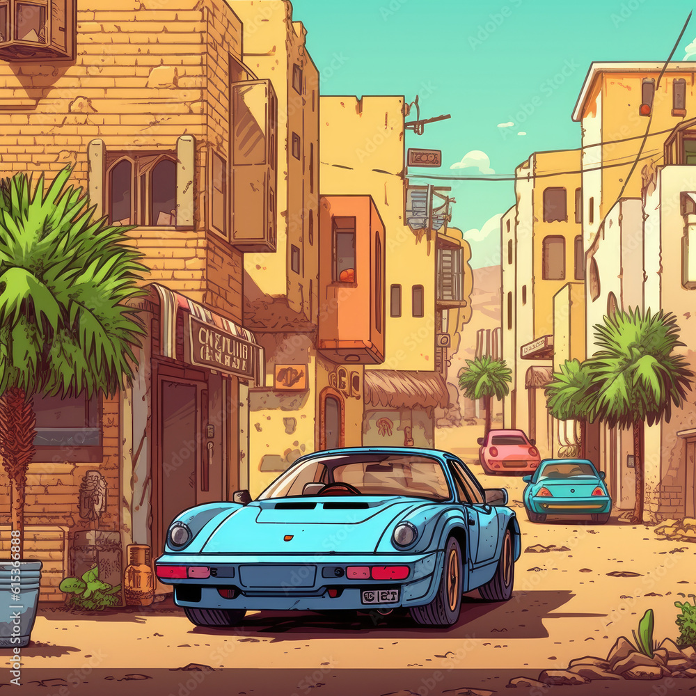 Car Illustration Made with Generative AI