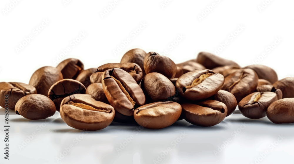 Coffee beans isolated on white background. Vector illustration of coffee beans. Aromatic coffee beans. Coffee drink.
