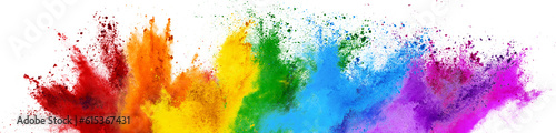 Foto colorful rainbow holi paint color powder explosion with bright colors isolated