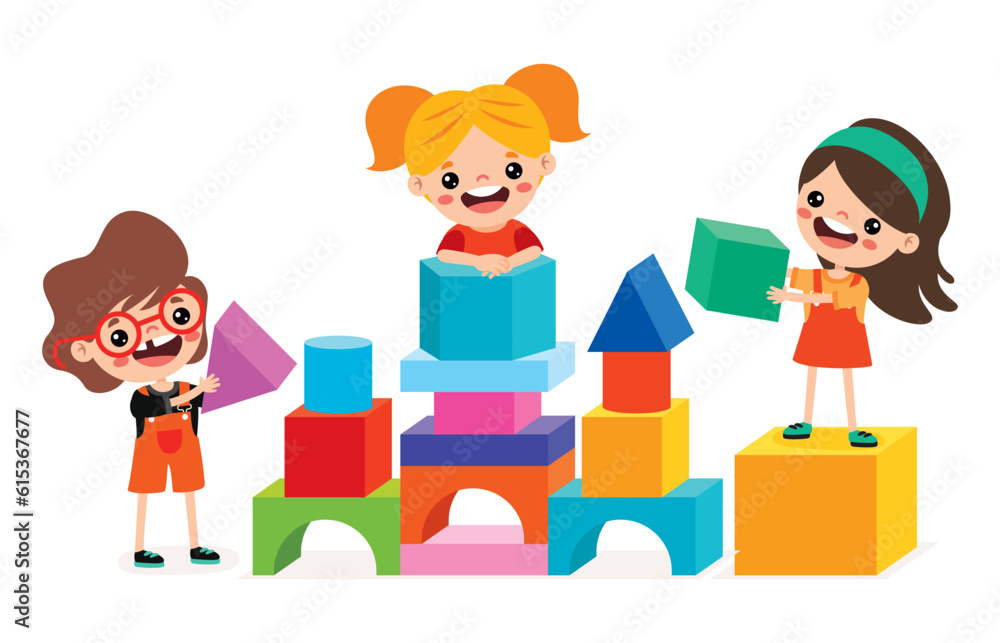 Kids Playing With Building Blocks