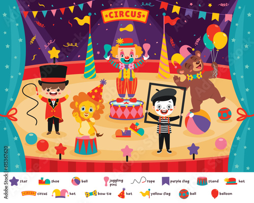 Circus Scene With Cartoon Characters