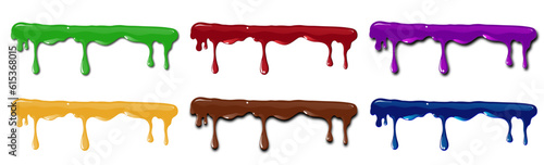 Dripping Vector Collection, Vector Elements of Liquid or Paint. Set of Paint Drips Separated and Isolated on White Background