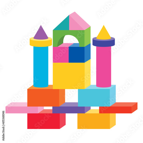 Colorful Flat Building Game Blocks