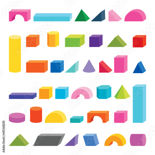 Colorful Flat Building Game Blocks