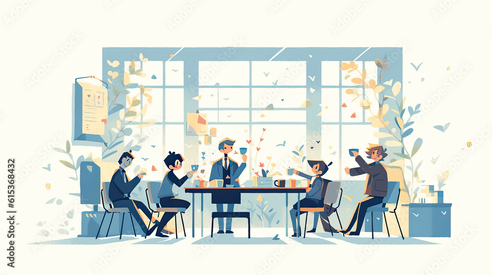 Office meeting Illustration Made with Generative AI Office meeting Illustration Made with Generative AI
