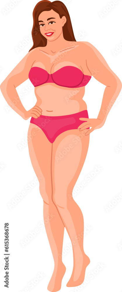 Plus size European woman posing in underwear. Normal body concept. Plus size European woman posing in underwear. Normal body concept.