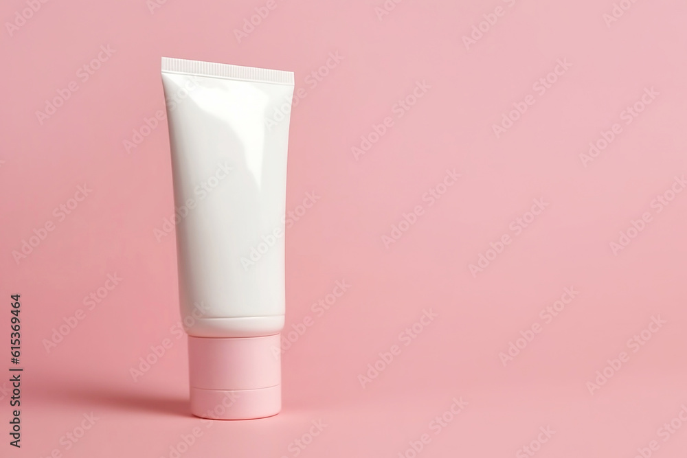 Mock-up of a white plastic bottle for branding medicines or cosmetic skin care products on a pink background. Side view, space for text. Mock-up of a white plastic bottle for branding medicines or cosmetic skin care products on a pink background. Side view, space for text.
