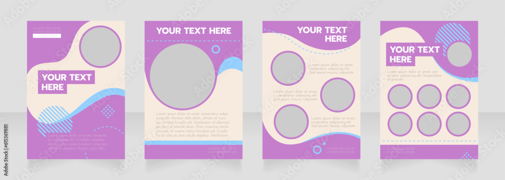 Class purple wavy blank brochure layout design. Service info. Vertical poster template set with empty copy space for text. Premade corporate reports collection. Editable flyer paper pages Class purple wavy blank brochure layout design. Service info. Vertical poster template set with empty copy space for text. Premade corporate reports collection. Editable flyer paper pages
