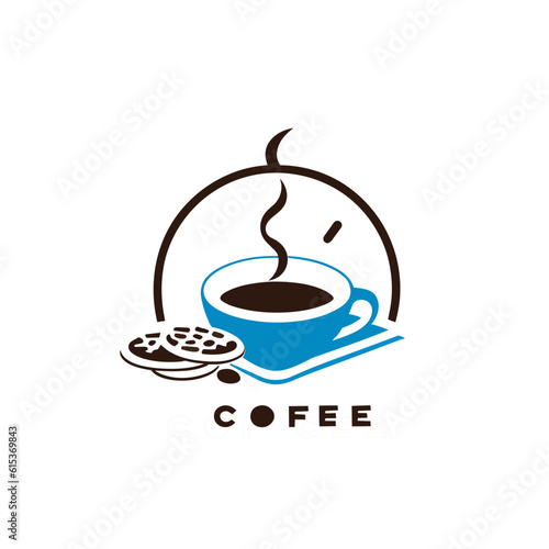 cup of coffee with beans.vector logo icon symbol of cup filled with coffee, a cup of coffee with hot smoke ,logo for coffee shop business