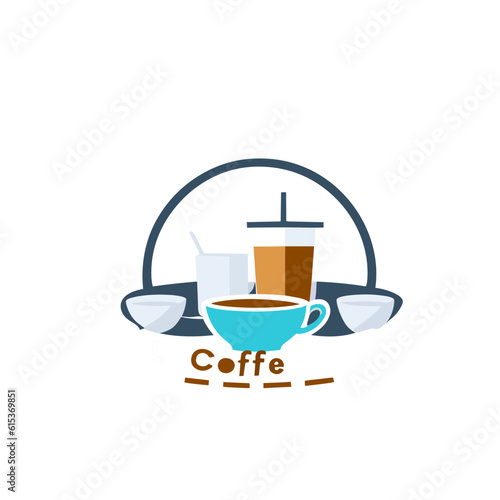 cup of coffee with beans.vector logo icon symbol of cup filled with coffee, a cup of coffee with hot smoke ,logo for coffee shop business