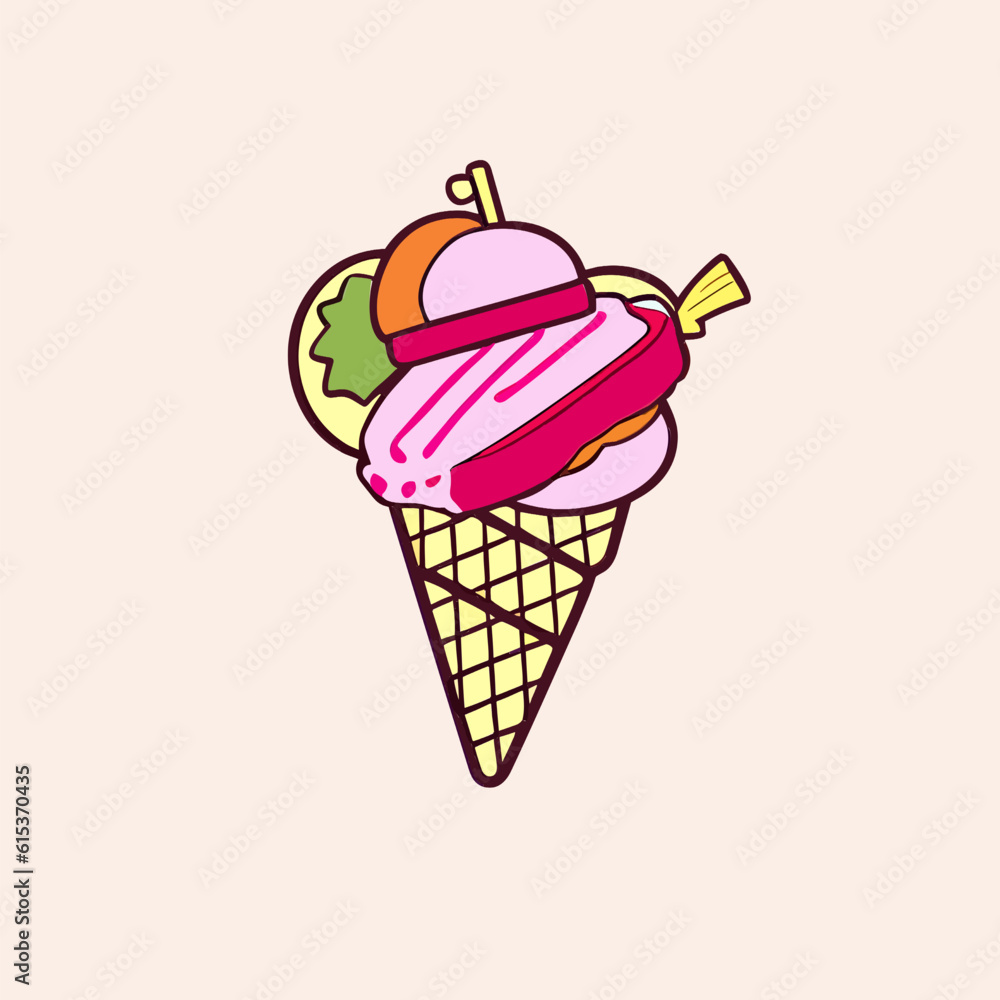 ice cream cone.vector illustration of fruit ice cream symbol ice cream cone.vector illustration of fruit ice cream symbol