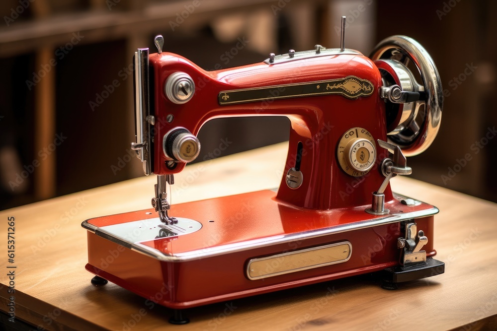 Classic retro style manual sewing machine. Generative AI