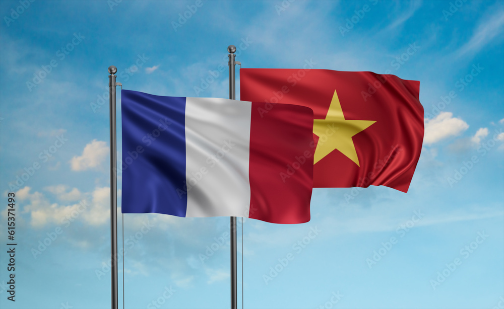 Vietnam and France flag Vietnam and France flag