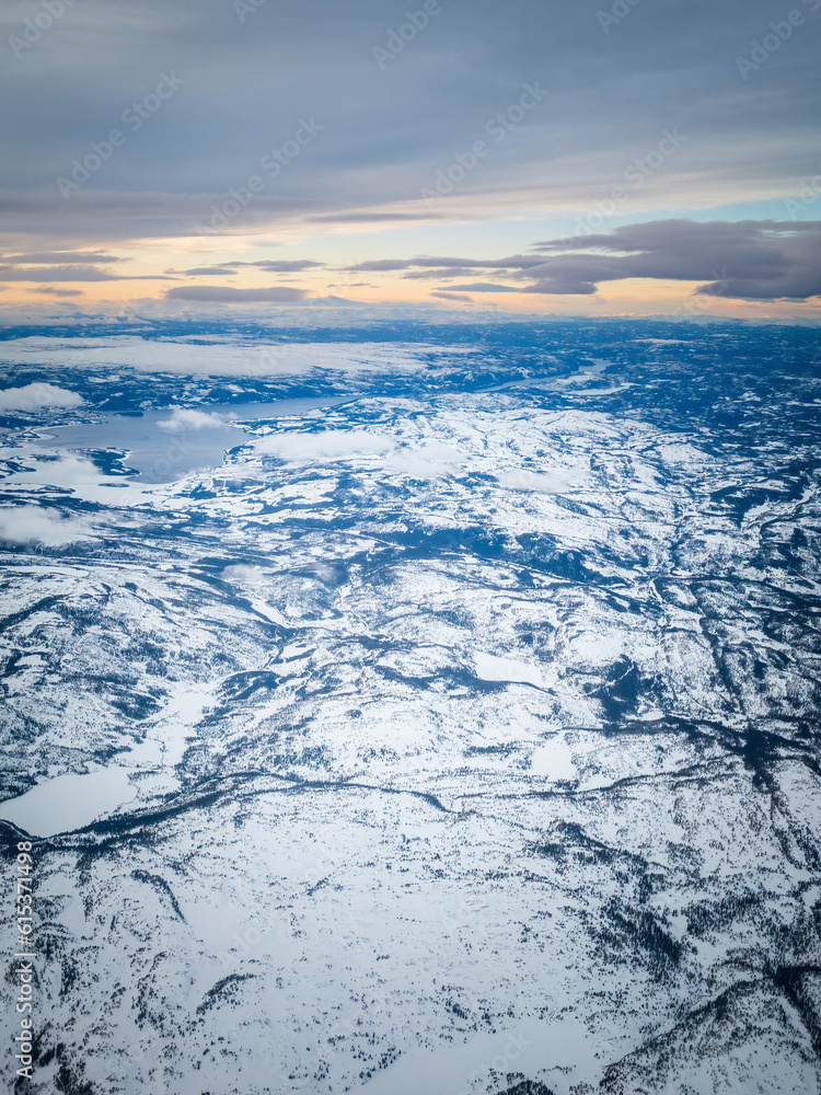 Aerial of landscape near Trondheim, Norway in winter Aerial of landscape near Trondheim, Norway in winter