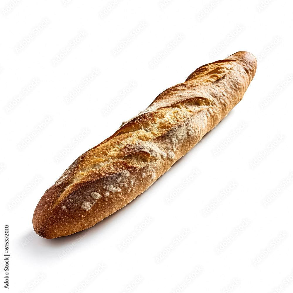 Delicious baguette isolated on white background, generative AI
Delicious baguette isolated on white background, generative AI