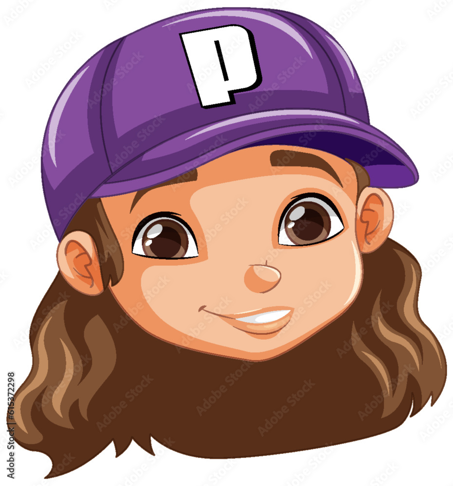 Girl wearing baseball hat head Girl wearing baseball hat head
