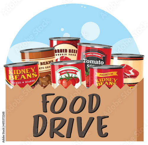 Preservatives canned food in the box