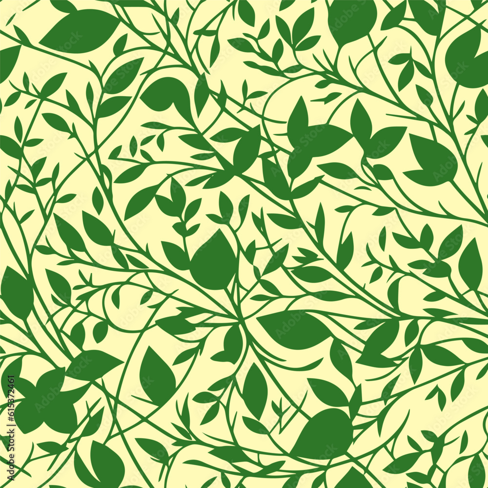 Seamless pattern with green branches and leaves Seamless pattern with green branches and leaves