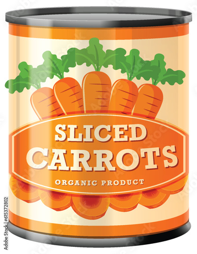 Sliced Carrots in Food Can Vector