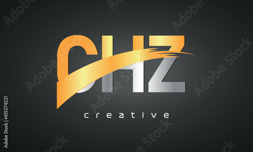 CHZ Letters Logo Design with Creative Intersected and Cutted photo