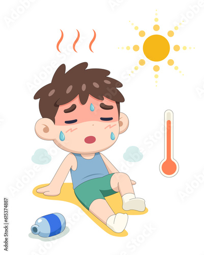 heat stroke child cartoon illustration
