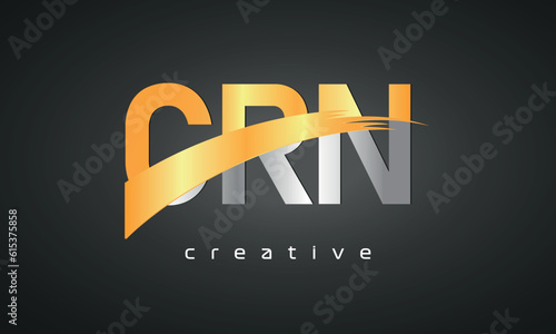 CRN Letters Logo Design with Creative Intersected and Cutted photo