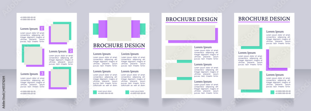 Vacation destinations promotional blank brochure layout design. Vertical poster template set with empty copy space for text. Premade corporate reports collection. Editable flyer paper pages