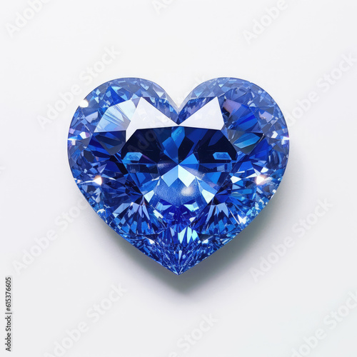 Heart shaped sapphire brilliant blue sailor moon, HD , On White Background , Generative Ai